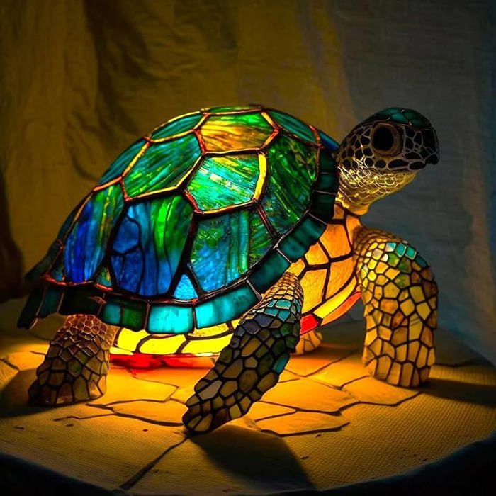 Lampe de Table Tortue en Résine Teintée Vintage Lampe de Chevet Animaux Petite Lampe de Nuit Décorative pour Chambre Sa VEILLEUSE