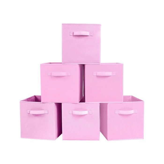 Lot de 6 bacs cubiques de rangement pliables en tissu pour plac et s Polypropylène rose Rose 6 Set 6 Set PANIER DECORATIF