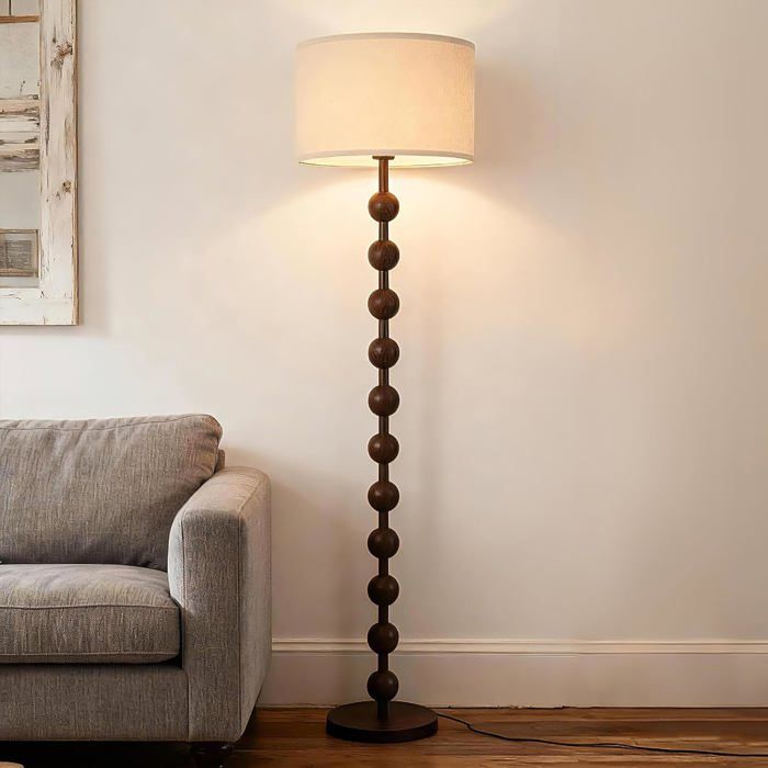 Lampadaire Sur Pied Salon Lampe Rétro Lampadaires Sur Pied Style Bohème Lamp Decoration Abat-Jour En Tissu Luminaire Vertica[IN32]