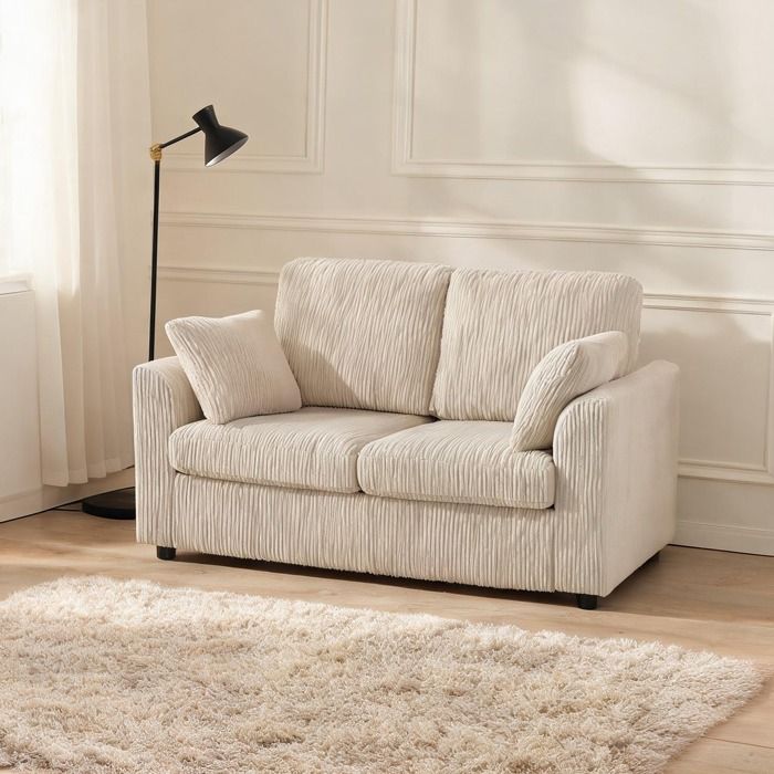 Canape Convertible en Velours côtelé (100 polyester) Beige 144 x 76 x 89 cm - Beige Velours côtelé (100 polyester) 144 x 76