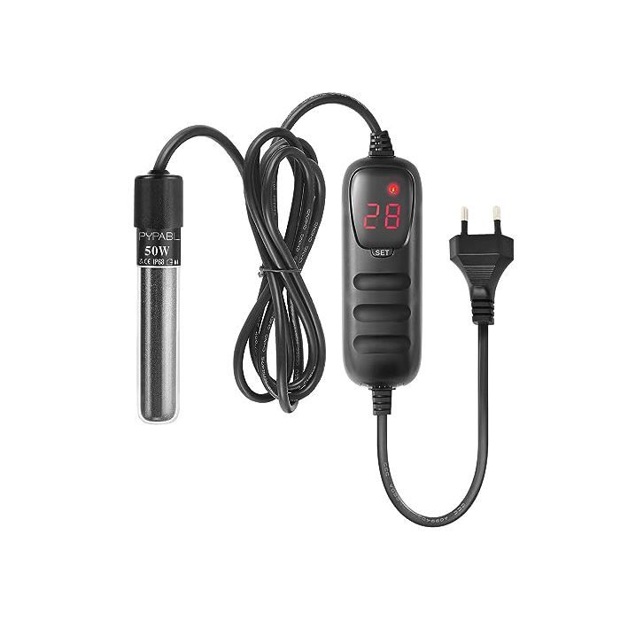 Mini Chauffage pour Aquarium 25W 50W 100W Petit Chauffage Submersible pour Aquarium avec Contrôleur Externe pour Bassins