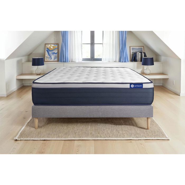 Ensemble Matelas Sommier 140x200 cm - Sommier Gris (en kit) - Actilatex Max Ensemble Matelas Sommier 140x200 cm - Sommier Gris (en kit) - Actilatex Max