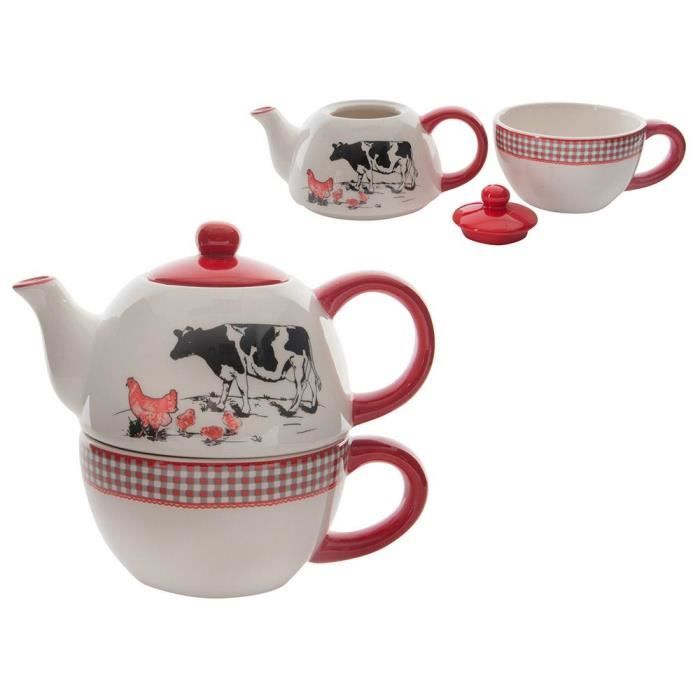 Théière en céramique personnalisée vache 3D, décorative et artisanale