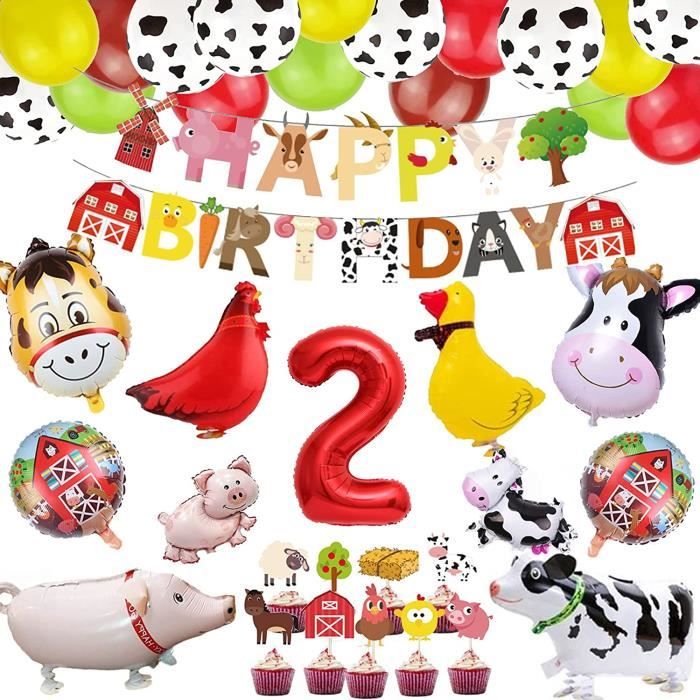 Decorations De Fete D Anniversaire 2 Ans En Forme D Animaux De La Ferme Pour Garcons Et Filles Decorations De Fete Avec Ballons De Cdiscount Maison