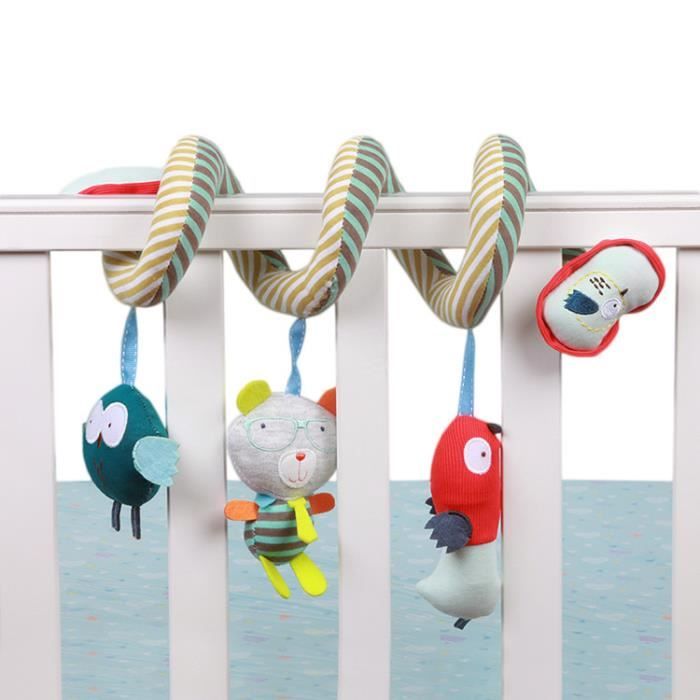 Jouet Spirale à Suspendre Lapin Blanc Pour Poussette Et Siège Auto - Hochets Doux Avec Boîte à Musique Pour Bébé 0+ Mois