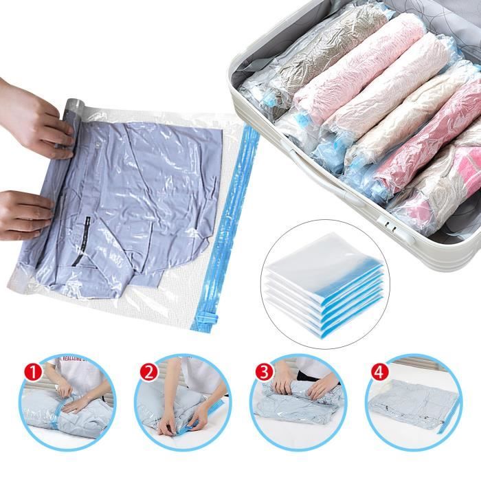 DIMJ Lot De 2 Sacs De Compression XXL Beige – Housse Rangement Couette Vêtements Avec Poignées Renforcées & Valve D’Air