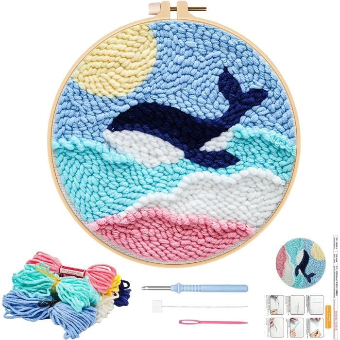 Punch Needle Broderie Kit Whale Punch Needle Kit pour Adultes Enfants