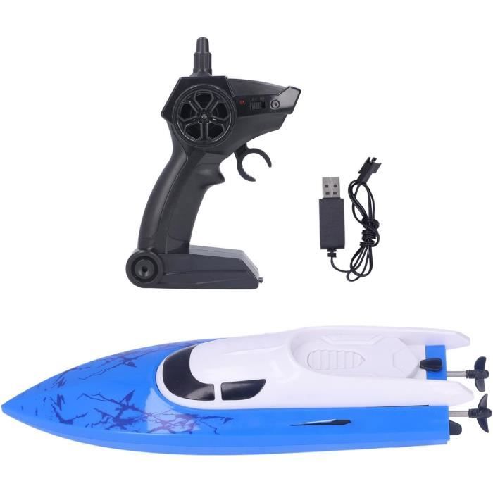 Bateau Télécommandé JONRRYIN Pour Enfant - RC Bateau De Course Bleu Avec Lumières