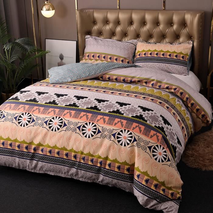 Parure De Lit King Size – Boho Paisley – Pure Melody Green – 3 Pièces – Microfibre 110 Fils – Neuve