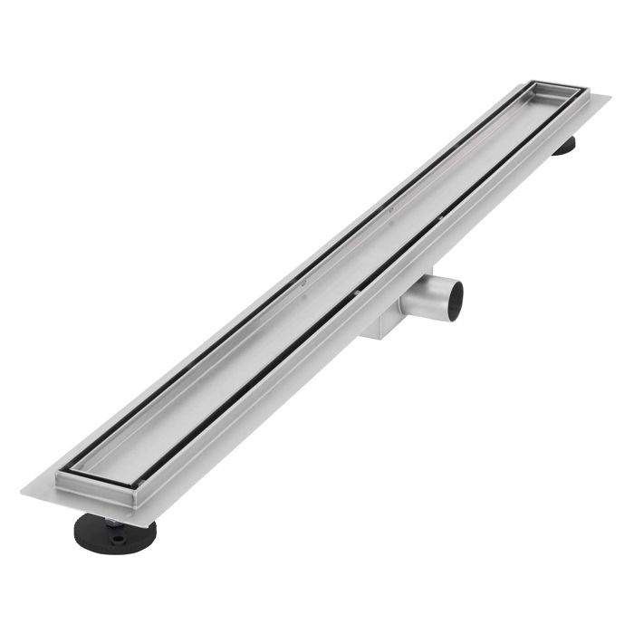 Caniveau de douche en acier inoxydable carrelé 90 cm et siphon Set complet argent plat LuxeBath