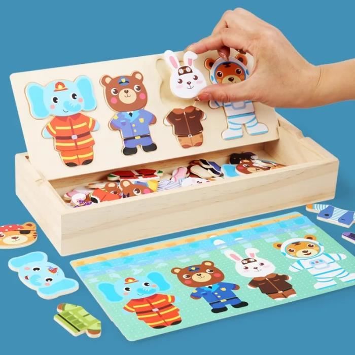 Jeu D'habillage Design Animaux, De Habillage | Planche De Puzzle en Bois avec Correspondance Robes pour Voyage Activités Préscolaires Filles Cadeau Jeu D'habillage Design Animaux, De Habillage | Planche De Puzzle en Bois avec Correspondance Robes pour Voyage Activités Préscolaires Filles Cadeau