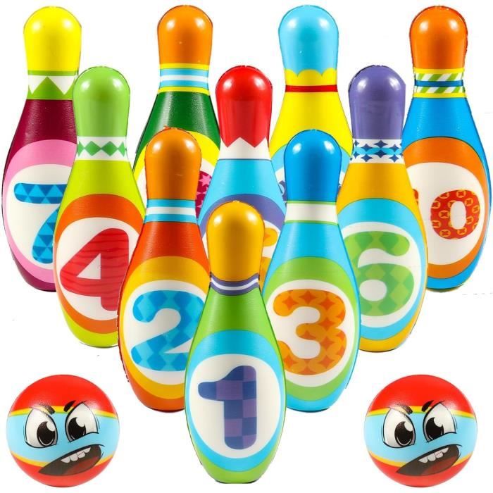Porgeel Jeu de Bowling pour Enfants Jeux de Bowling d'intérieur et d'extérieur pour Enfants Jouet en Plastique 10 Broches 2 balles Jouet éducatif précoce L Porgeel Jeu de Bowling pour Enfants Jeux de Bowling d'intérieur et d'extérieur pour Enfants Jouet en Plastique 10 Broches 2 balles Jouet éducatif précoce L
