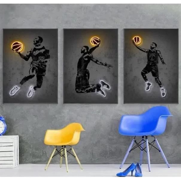 Affiche - Sport - Chaussures de basket-ball - Néon - 50x70cm - Décoration murale contemporaine