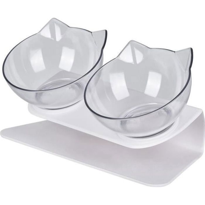 Gamelle ChatNo1429doubleBol pour chat de compagnie bols transparents à double usage support surélevé nourriture pour animaux de