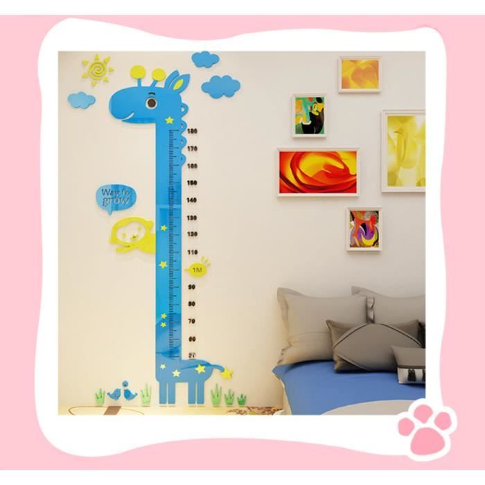 Toise Murale Girafe 3D DUOUPA - Règle Croissance Enfant 60-180cm - Autocollants Décoratifs