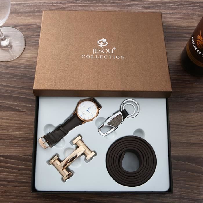 Coffret Cadeau Montre Homme Marque De Luxe - Quartz - Ceinture Homme