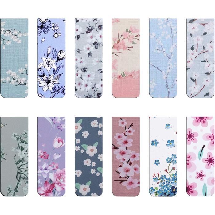 Signet Bookmarks 24 Pièces Style Floral Signets Magnétiques Marqueurs de Page,Magnetic ...