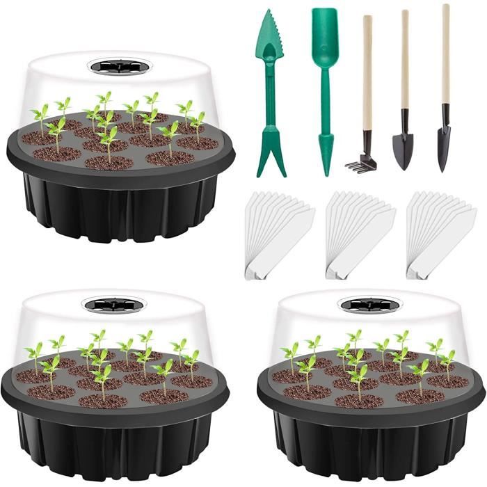 Mini Serre Pour Plantes, 10 Pièces Avec 120 Cellules, Bac à Semis Avec