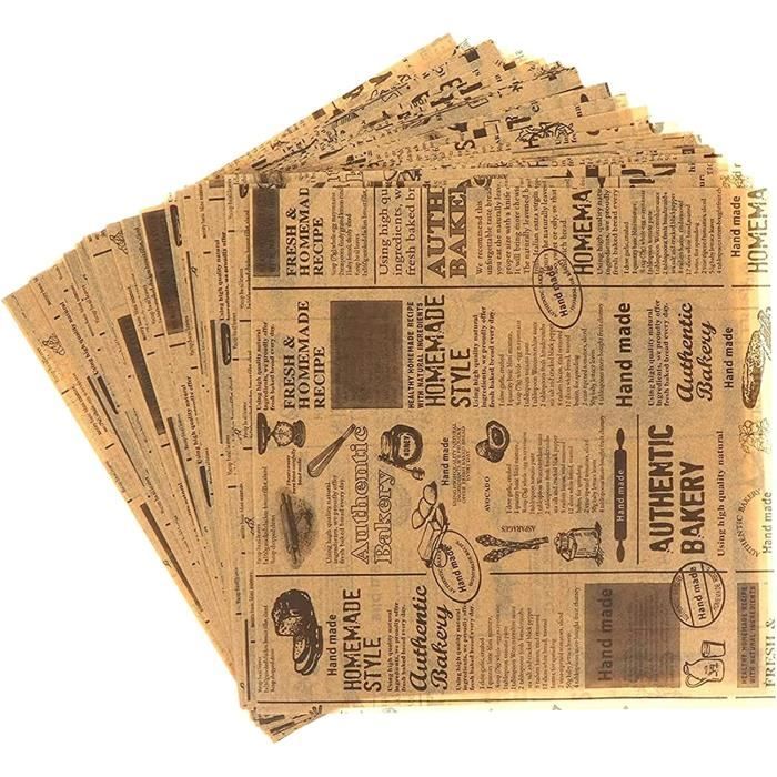Papier D'Emballage Alimentaire Jetable 100 Feuilles 25x25cm - Étanche Et Résistant à L'Huile Pour Frites, Sandwiches, Pizzas