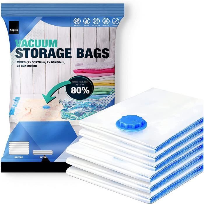 Sac Rangement Sous Vide Aspirateur, Lot De 5 (60 X 80cm) Sac Vetement