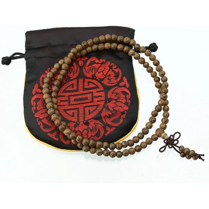 Rouge Foncé Bois de Santal 5 mm bouddhiste prière perles cordon élastique Collier Bracelet 