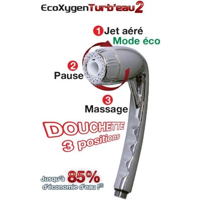 Douchette Écoxygen 2 : économies d'eau et hydromassage (- 80% d'eau), Accessoires salle de bain