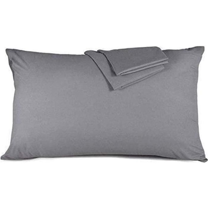 Taie Oreiller 40x60 cm Gris foncé, Lot de 2 pcs d'oreiller en 100% Coton,  Protège Oreiller sans Fermeture éclair, Housse Oreiller - Cdiscount Maison