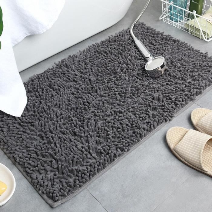 (dark grey/40x60cm)Tapis de salle de bain en Chenille de grande taille