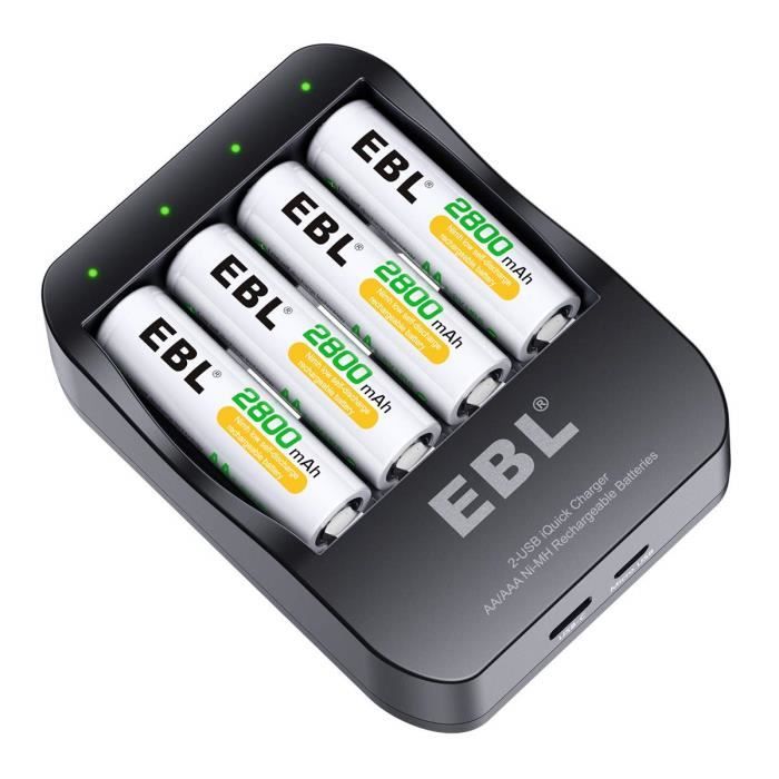 EBL Chargeur iQuick Rapide de Piles Rechargeables AA AAA NI-MH avec 4 Piles  Rechargeables AA 2800mAh - Cdiscount Bricolage