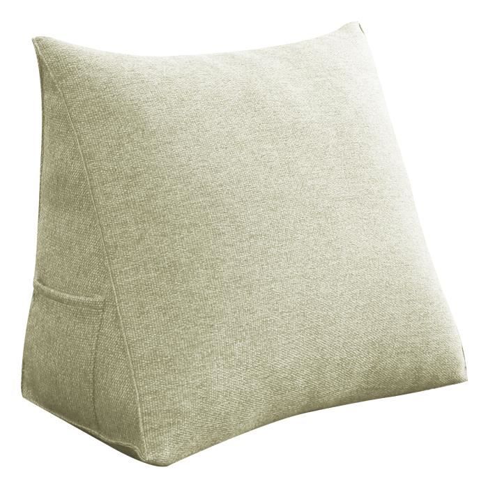 VERCART Grands Coussins de Lit Coussins de soutien Traversin Coussin Anti Reflux Lin Blanc Ivoire 45CM VERCART Grands Coussins de Lit Coussins de soutien Traversin Coussin Anti Reflux Lin Blanc Ivoire 45CM