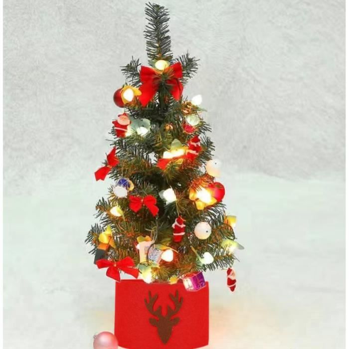 1 mini sapins de Noël artificiels, sapin de Noël GENOSSEN avec guirlandes lumineuses et