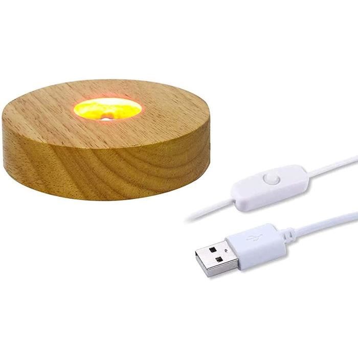 Base Lumineuse LED En Bois, Base Ronde Rotative à Lumière