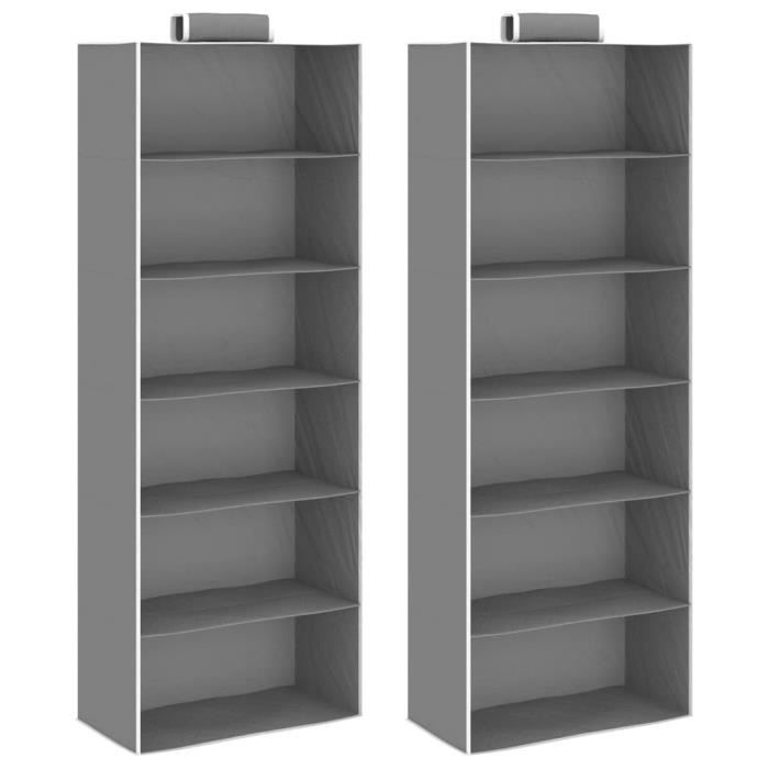 Nickel&3835Super Lot de 2 Étagères suspendues de rangement Contemporain Décor - Penderie à Vêtements Armoire de Chambre6 niveaux Tis