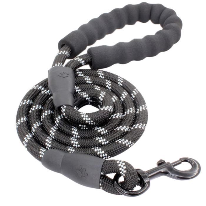 Laisse Chien Tactique Élastique 1.5m - 2 Poignées - Ceinture Voiture - Pour Chiens Forts Tireurs (Noir) - 7