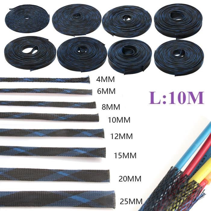 Gaine Tressée Thermorétractable De Protection - Nylon, Diamètre Intérieur 30 Mm, Longueur 10 M - Pour Organisation De Câbles - 7