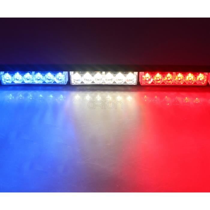 rouge blanc bleu - Commutateur par défaut - 54W 18 LED 46cm - Barre Lumineuse Led, Stroboscope D'avertissemen