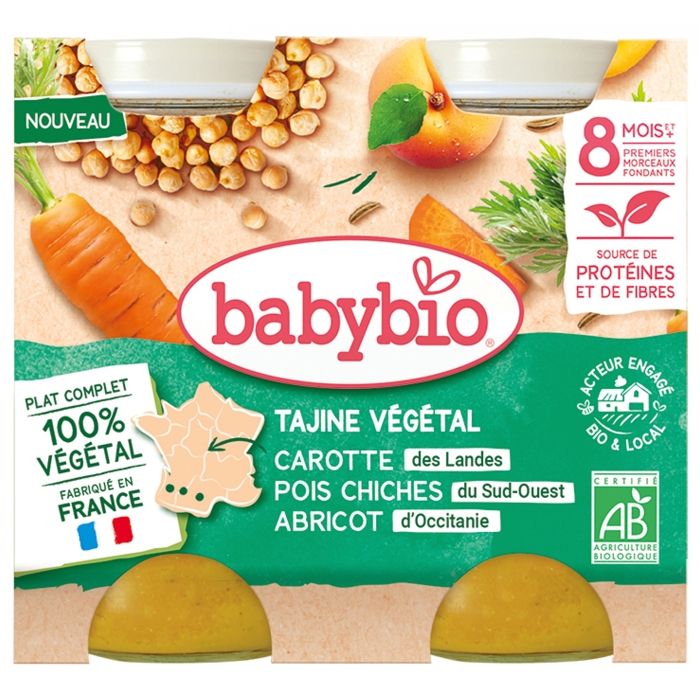 Petits Pots Babybio Tajine Légumes - 8+ Mois | Bio, Fabriqué En France | Lot De 6 X 200g
