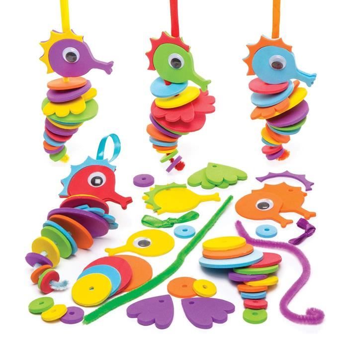 Baker Ross Kits d`hippocampes à empiler (lot de 6) - Kits créatifs de vacances pour enfants Coloris Assortis - AW679
