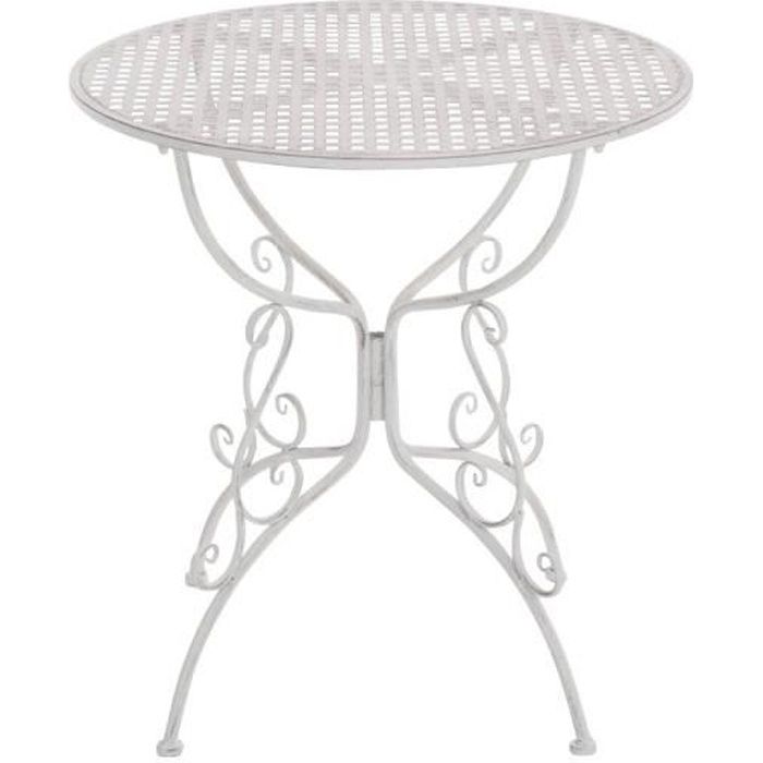 CLP Table de jardin ronde en fer forgé AMANDA, faite à la main dans un style nostalgique, diamètre Ø 70 cm, 6 couleurs au choix74...
