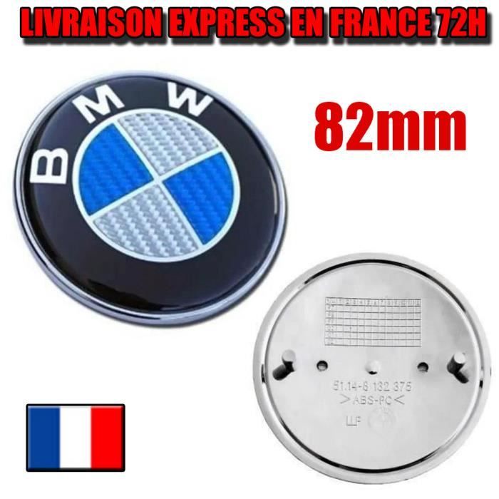 BMW - Logo de capot / coffre - 82mm Fibre de carbone BLEU- emblème / insigne / badge
