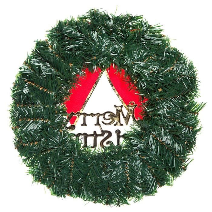 Couronne de Noël lumineuse à LED, décorée de pommes de pin, de nœuds de