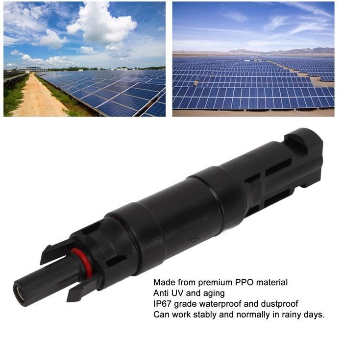 Lot de 12 paires de connecteurs solaires PV - Plug Play - Pour panneau solaire - Connecteurs de câble photovoltaïques - Compatible avec les câbles solaires de 2,5 mm²/4 mm²/6 mm²