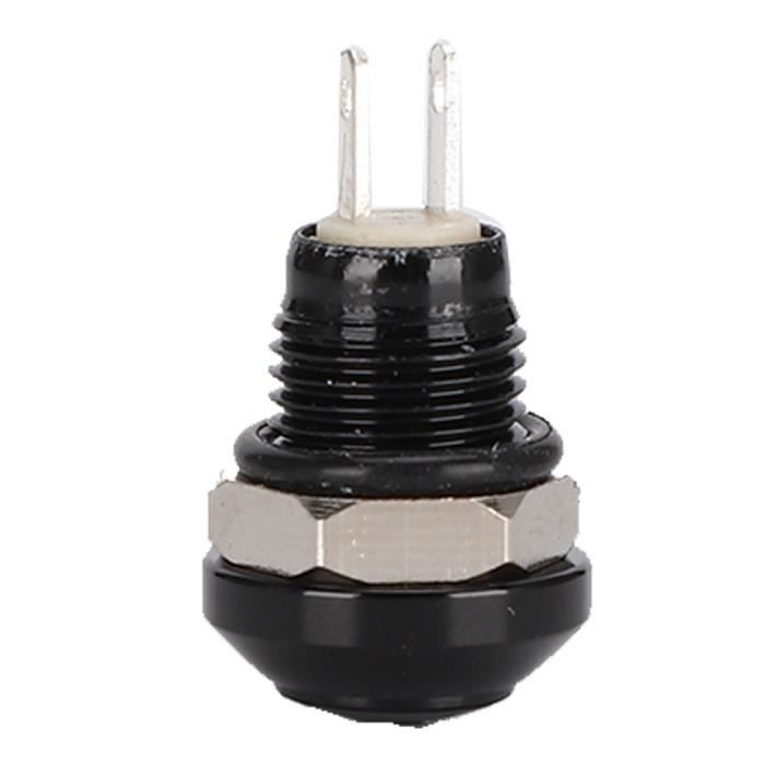 Bouton Poussoir Momentané 8mm Étanche IP65 Pour Voiture - Alliage Zinc-Aluminium (Noir)