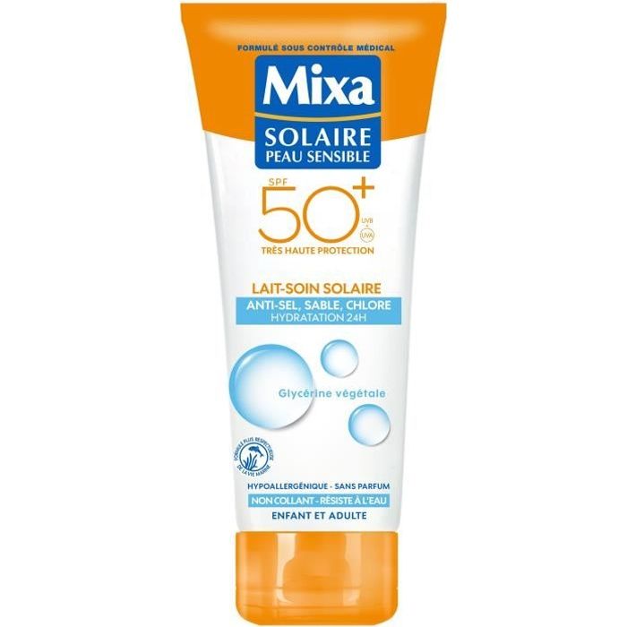 MIXA Brume Solaire SPF 50+, 200 Ml – Sonnenspray Für Empfindliche Haut & Kinder, Hypoallergen, Wasserfest