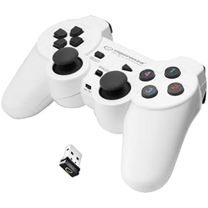 Manette de jeu sans fil - Esperanza - GX600 - Blanc - Vibration - Compatible PC/PS3