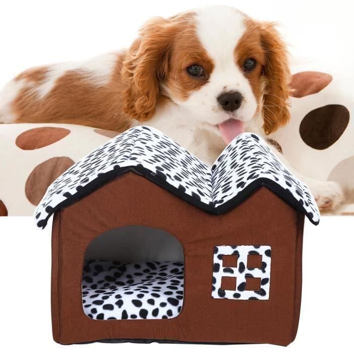 Comparer les prix de Maison pour chien - HAOPYOU - Modèle lait vache - 55x48x50cm - Polyester 100% doux - Intérieur