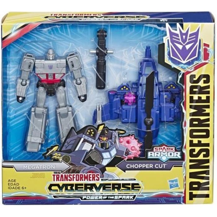 Robots Transformers - HASBRO - Cyberverse Spark Armor Megatron & Chopper Cut - 10 cm - Spark Armor - Se combine avec véhicule