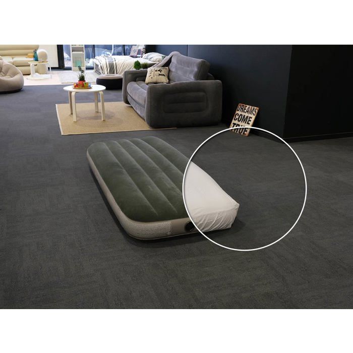 Pack matelas gonflable Downy gonfleur à pied 1 place Intex + Drap housse