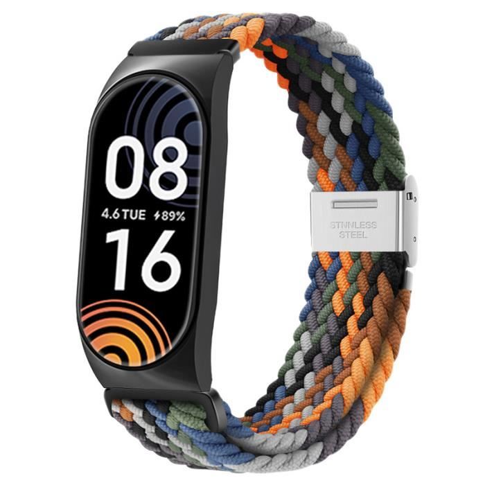 Bracelet Tressé Compatible avec Xiaomi Mi band 5 et Mi Band 6 Bracelet Elastique Femmes HommesBracelet Remplacement Réglable Nylon