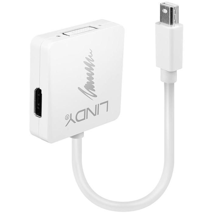 Travel A/V adapter: 3-in-1 Mini DisplayPort to DisplayPort DVI or HDMI converter